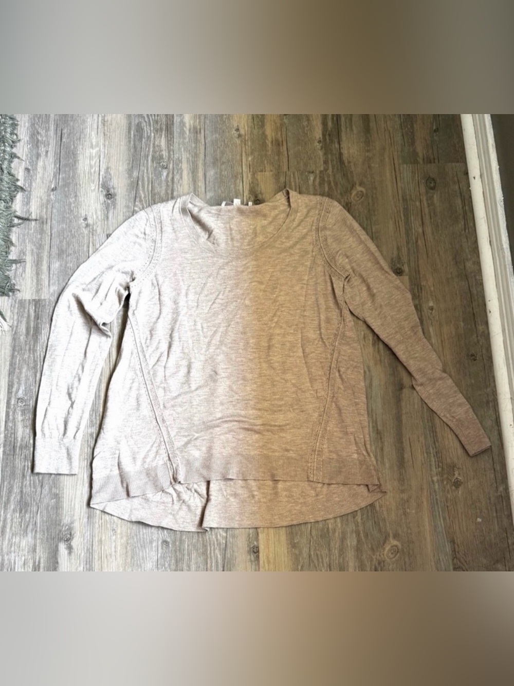 Loft tan lightweight knit long sleeve top size medium